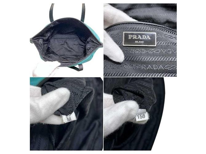 Borsa Tote Prada in nylon azzurro e pelle Blu chiaro - vista 3