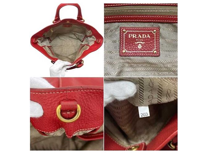 Borsa Tote Prada Vitello Daino Fuoco Red Rosso - vista 3