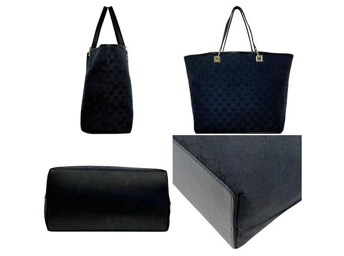 Borsa Tote Gucci Nera in Tela GG e Pelle Nero - vista 2