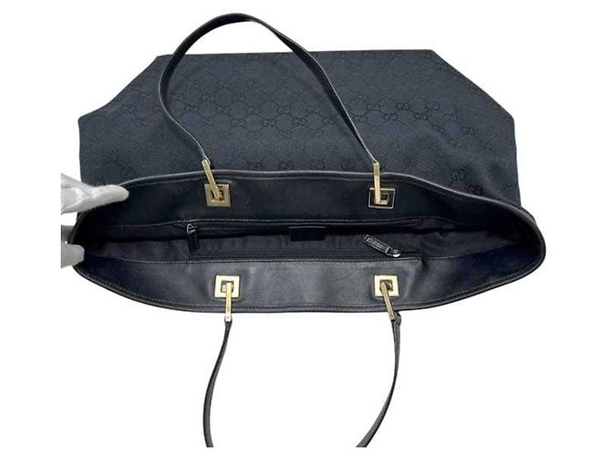 Borsa Tote Gucci Nera in Tela GG e Pelle Nero - vista 4