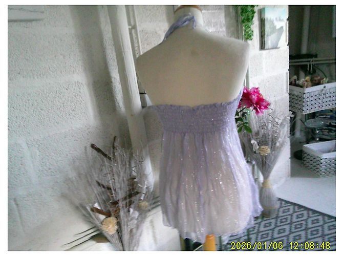 inconnue Lavendelfarbenes Seidenkleid mit Rüschen - Ansicht 8