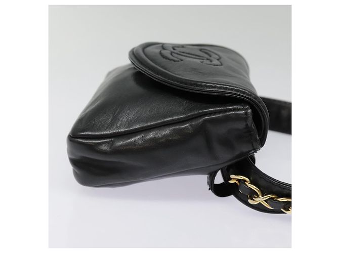 Ceinture enveloppe à chaîne Chanel en veau matelassé Noir - vue 4