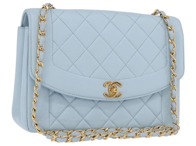 Chanel Vintage Diana Flap Quilted Lambskin Small Blu - vista 3