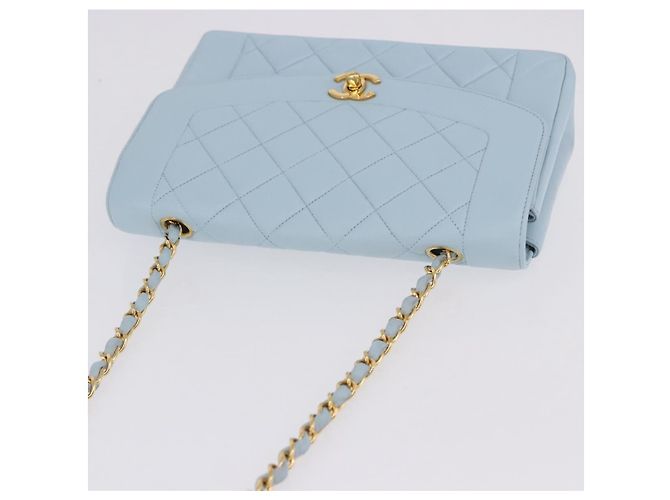 Chanel Vintage Diana Flap Quilted Lambskin Small Blu - vista 6