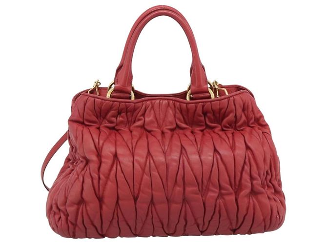 Bolso de mano Miu Miu Matelassé en piel nappa con asa superior Roja - vista 2