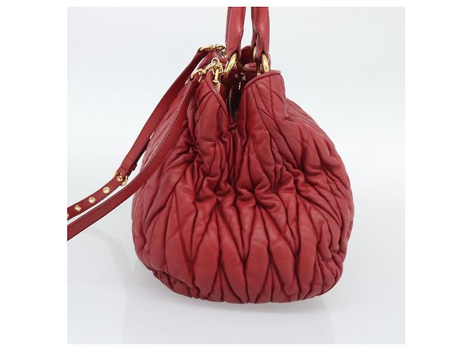 Bolso de mano Miu Miu Matelassé en piel nappa con asa superior Roja - vista 5