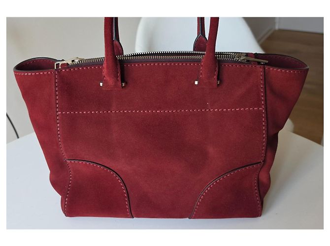 Borsa Prada in camoscio bordeaux Bordò - vista 14
