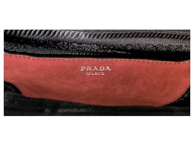 Borsa Prada in camoscio bordeaux Bordò - vista 15