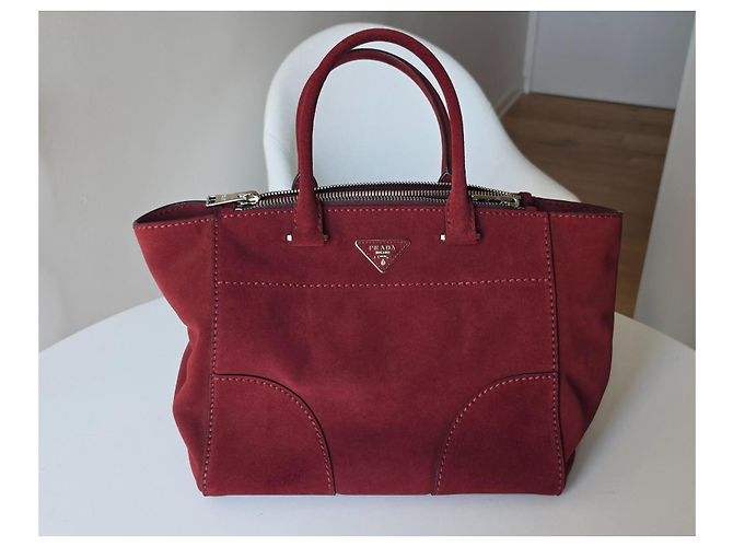 Borsa Prada in camoscio bordeaux Bordò - vista 2