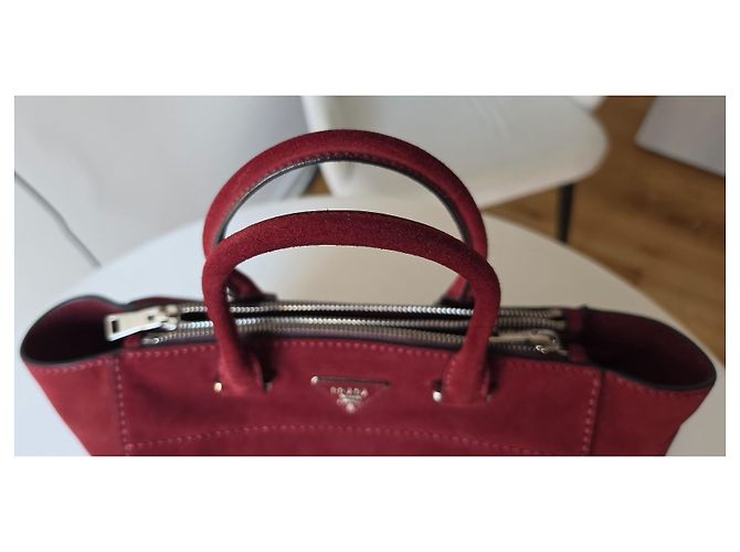 Borsa Prada in camoscio bordeaux Bordò - vista 4