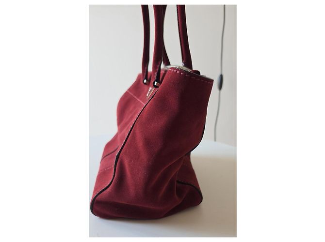 Borsa Prada in camoscio bordeaux Bordò - vista 5