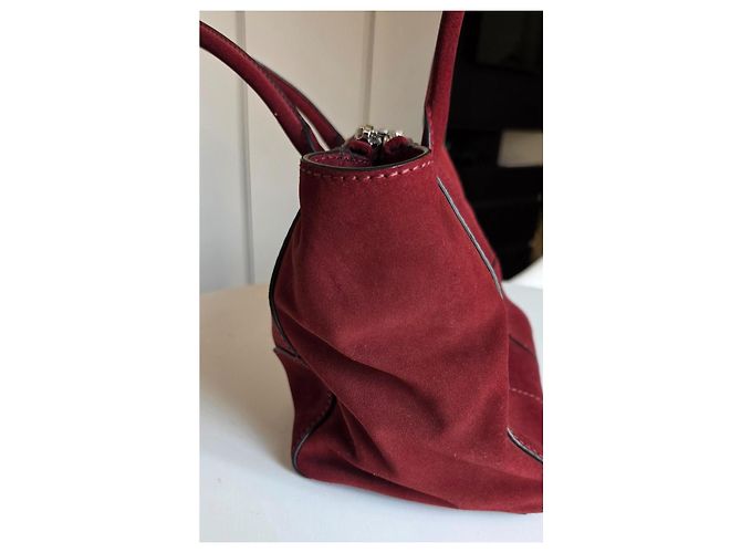 Borsa Prada in camoscio bordeaux Bordò - vista 6
