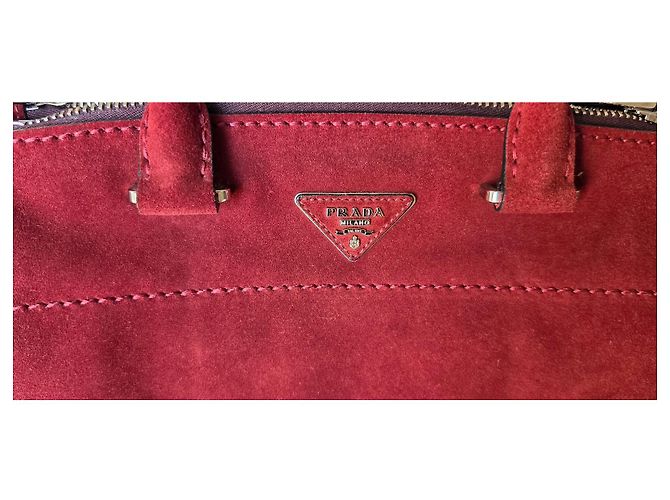 Borsa Prada in camoscio bordeaux Bordò - vista 7
