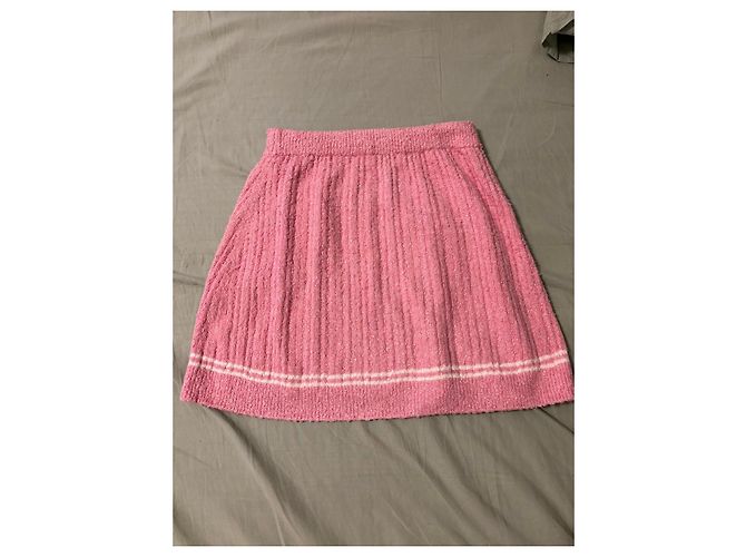 Chanel Rock Pink Tweed Minifalda con rayas blancas Rosa - vista 3
