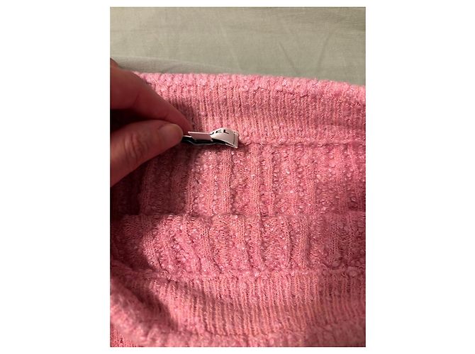Chanel Rock Pink Tweed Minifalda con rayas blancas Rosa - vista 5