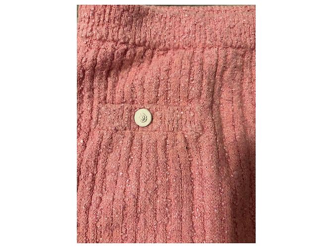 Chanel Rock Pink Tweed Minifalda con rayas blancas Rosa - vista 6
