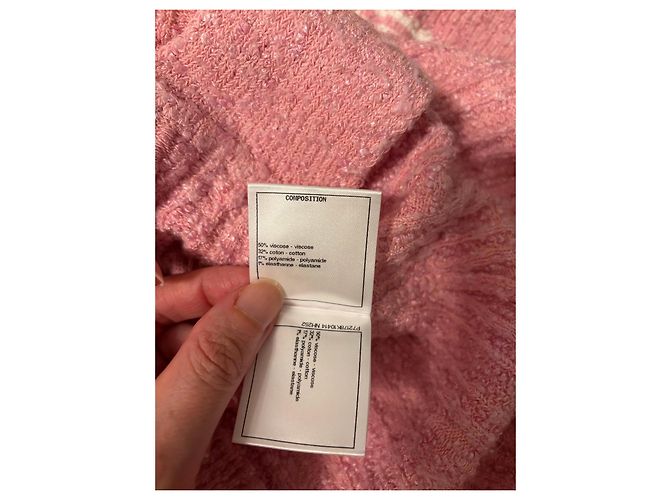 Chanel Rock Pink Tweed Minifalda con rayas blancas Rosa - vista 8