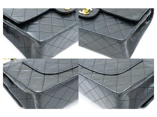 Borsa a tracolla con catena CHANEL Classic Double Flap 10" in pelle d'agnello nera Nero - vista 6