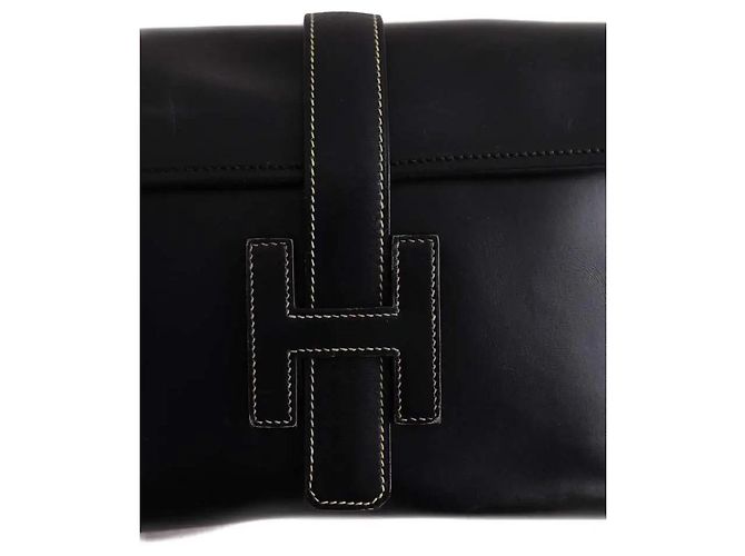 Pochette Hermès Jige in pelle nera Nero - vista 2