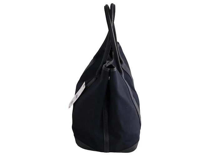 Borsa tote Hermès in tessuto blu navy - vista 3