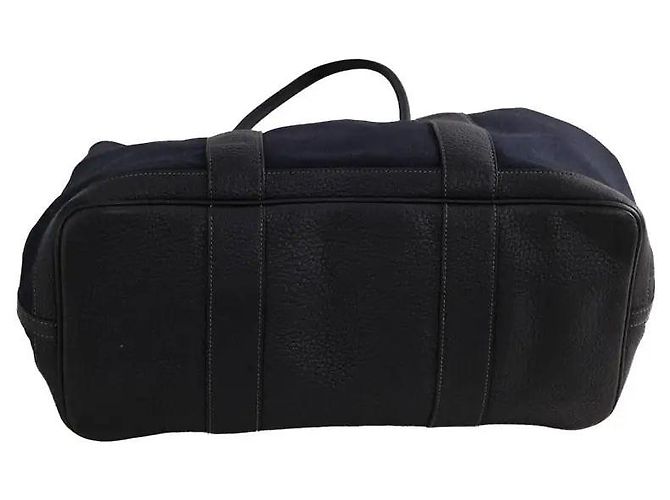 Borsa tote Hermès in tessuto blu navy - vista 5