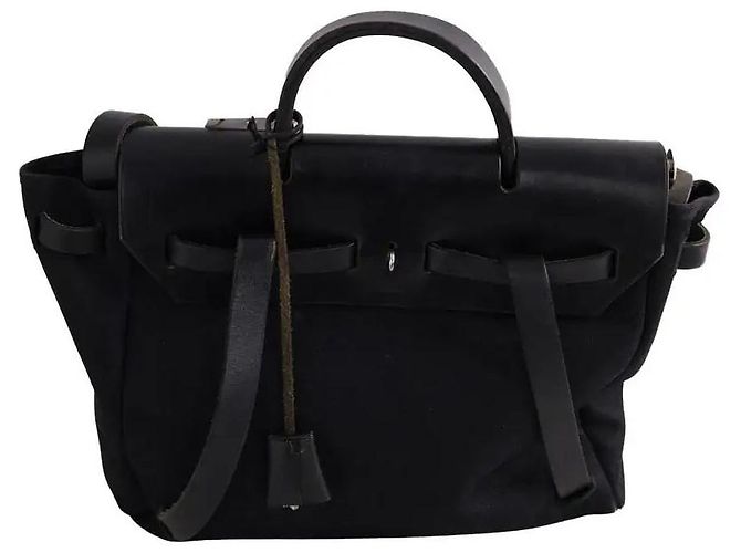 Hermès Herbag Rucksack schwarz Stoff - Ansicht 4