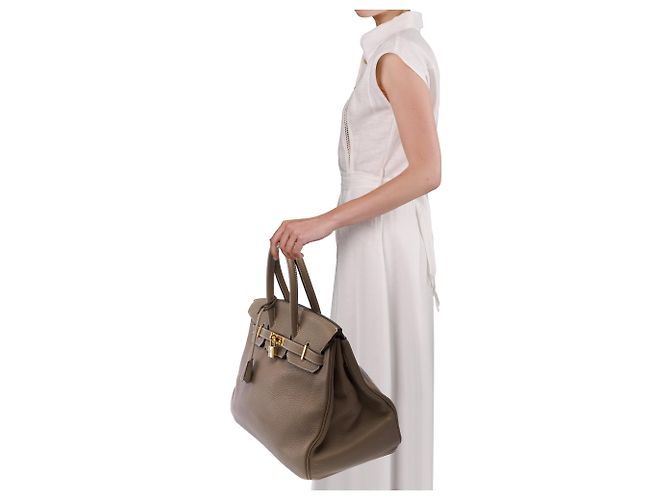 Hermès Borsa HERMES Birkin 35 in Pelle Étoupe - 103873 Taupe - vista 13