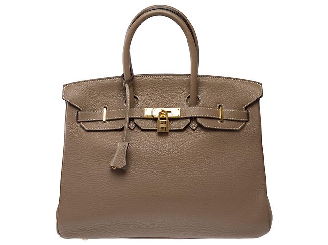 Hermès Borsa HERMES Birkin 35 in Pelle Étoupe - 103873 Taupe - vista 3