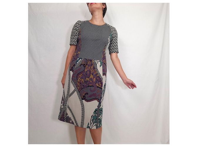Etro gemustertes Wollkleid Mehrfarben Grau - Ansicht 7