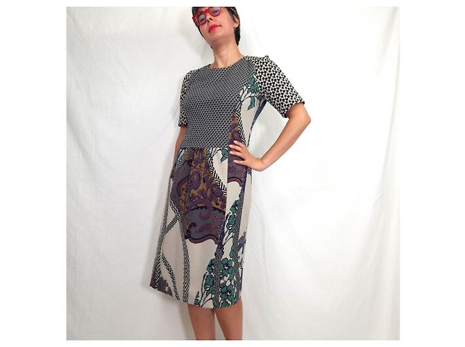 Etro gemustertes Wollkleid Mehrfarben Grau - Ansicht 8