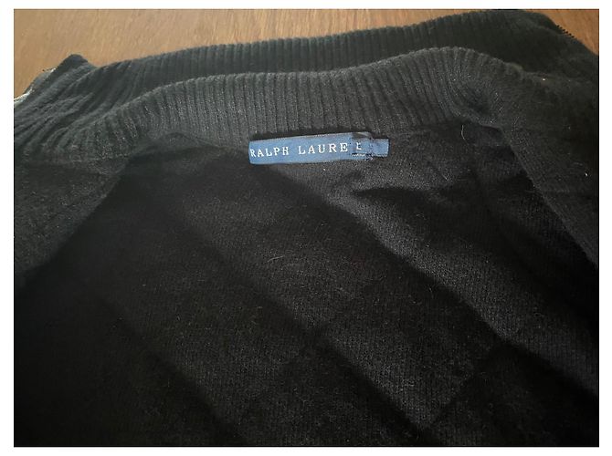 Ralph Lauren Black wool and cashmere quilted jacket with leather inserts - view 3
