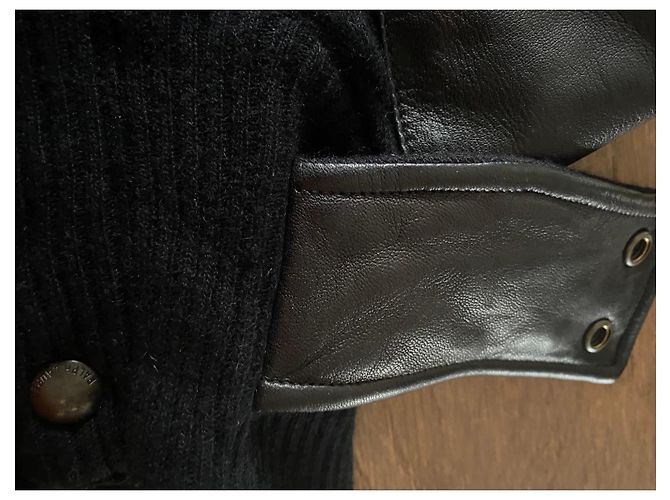 Ralph Lauren Black wool and cashmere quilted jacket with leather inserts - view 6