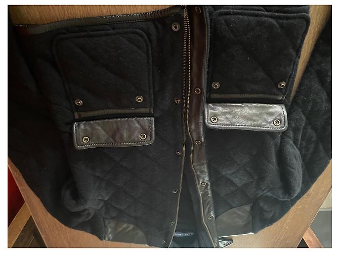 Ralph Lauren Black wool and cashmere quilted jacket with leather inserts - view 8