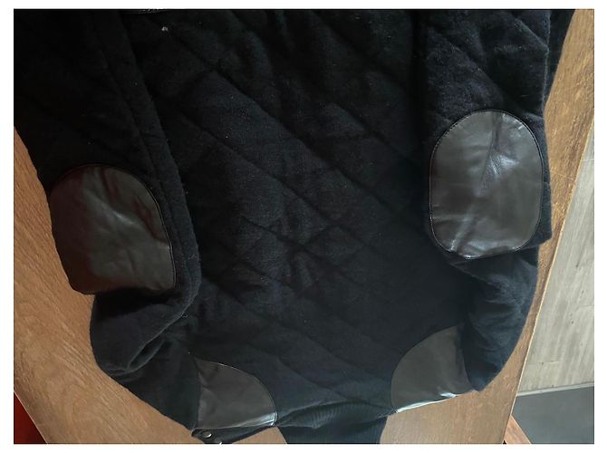 Ralph Lauren Black wool and cashmere quilted jacket with leather inserts - view 9