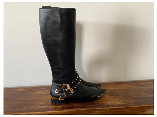 Botas altas de cuero negro Versace - vista 11