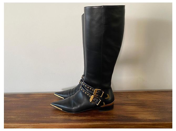 Botas altas de cuero negro Versace - vista 12