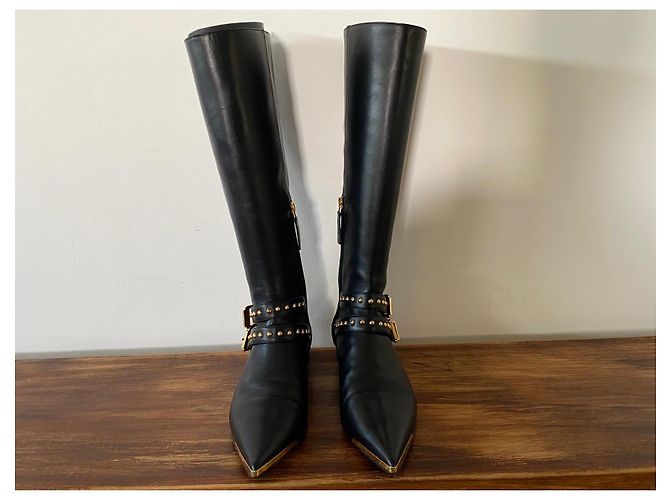 Botas altas de cuero negro Versace - vista 13