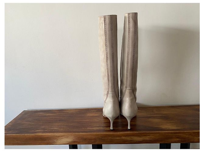 Botas altas de cuero beige Santoni - vista 10