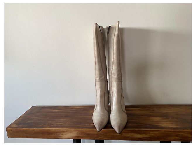 Botas altas de cuero beige Santoni - vista 11