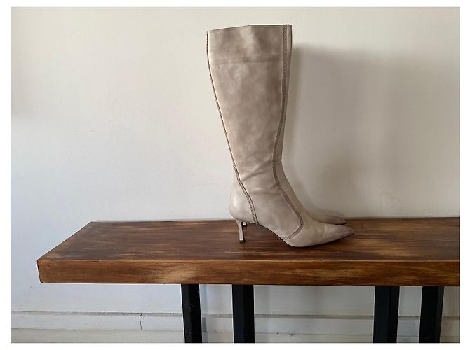 Botas altas de cuero beige Santoni - vista 12
