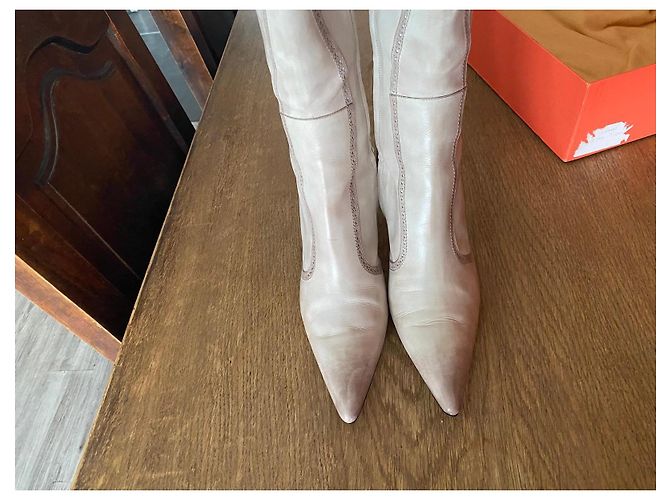 Botas altas de cuero beige Santoni - vista 13