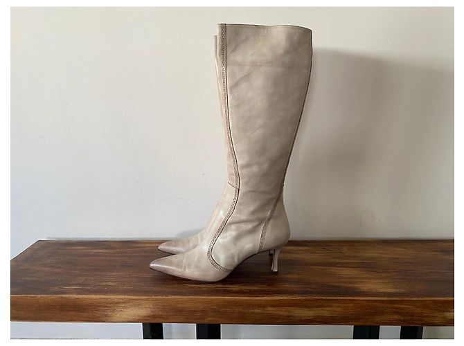 Botas altas de cuero beige Santoni - vista 15