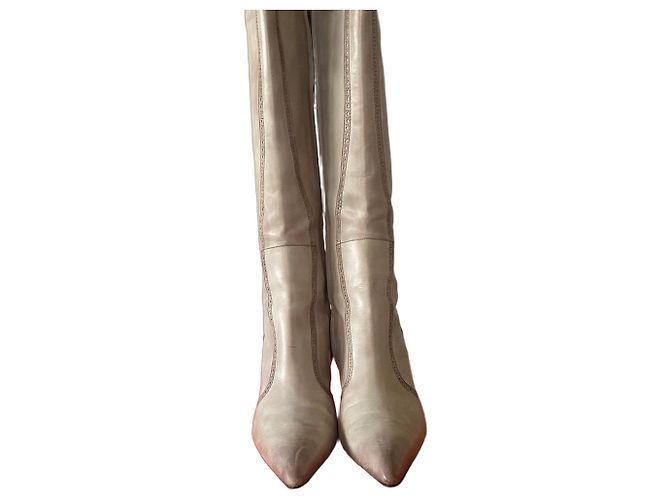 Botas altas de cuero beige Santoni - vista 2