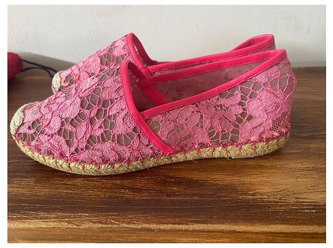 Valentino Garavani espadrillas in pizzo rosa - vista 6