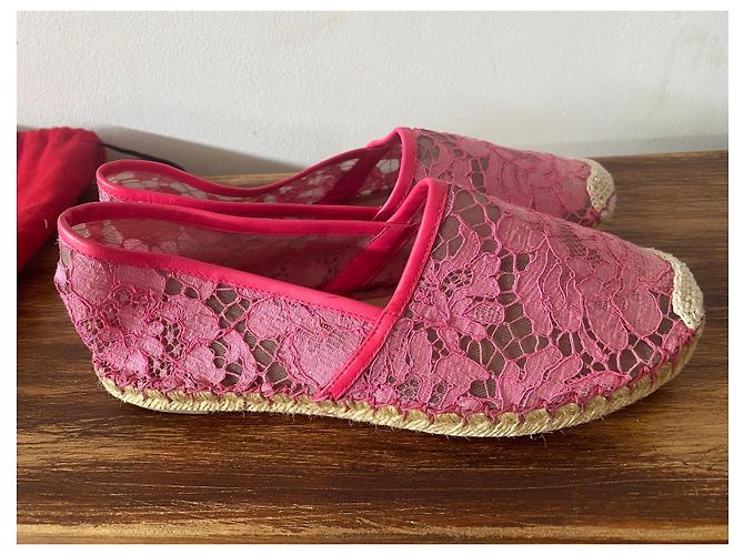 Valentino Garavani espadrillas in pizzo rosa - vista 7