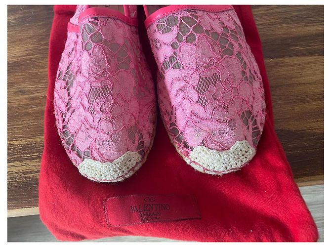 Valentino Garavani espadrillas in pizzo rosa - vista 8