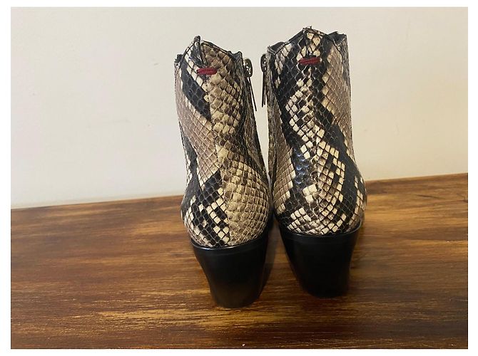 Autre Marque Botines Freelance Paris de cuero burdeos y estampado de serpiente Castaño Impresión de pitón - vista 10