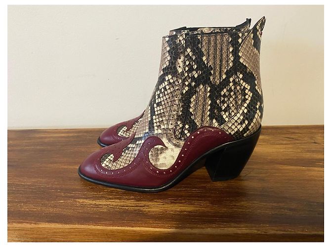 Autre Marque Botines Freelance Paris de cuero burdeos y estampado de serpiente Castaño Impresión de pitón - vista 11