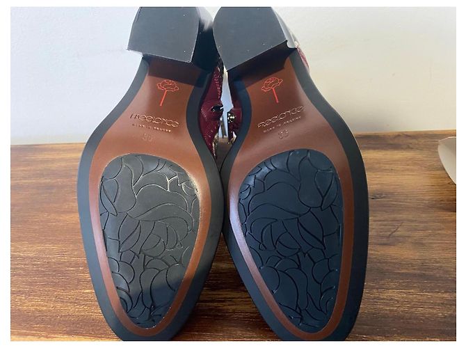 Autre Marque Botines Freelance Paris de cuero burdeos y estampado de serpiente Castaño Impresión de pitón - vista 7