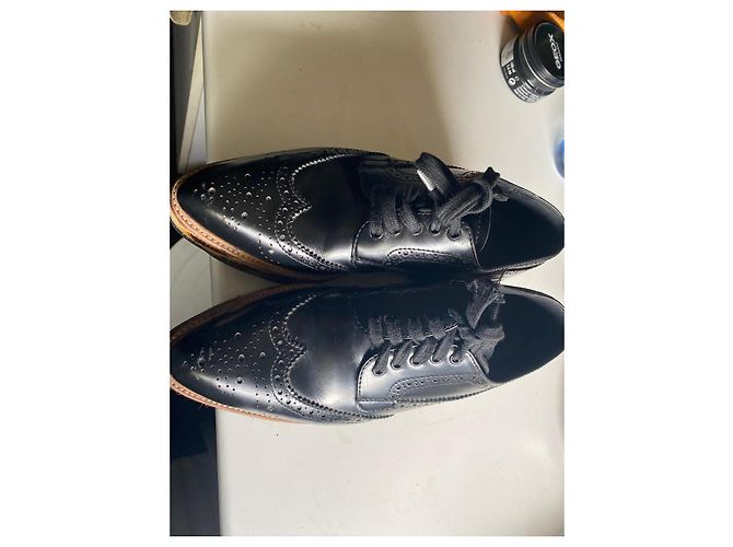 Prada Scarpe Richelieu con plateau in pelle nera e stampa leopardata Nero Stampa leopardo - vista 3